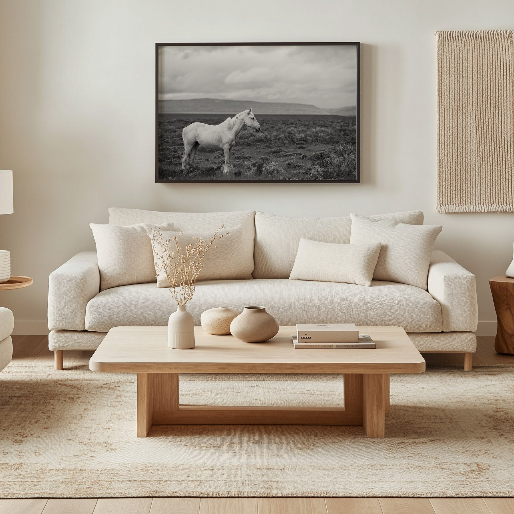 Palomino in Black and White Landscape