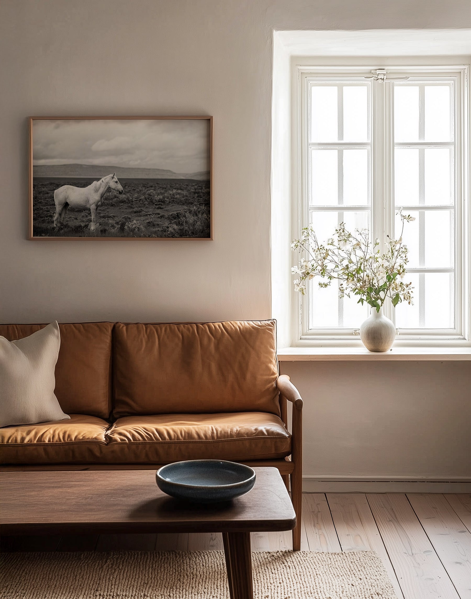 Palomino in Black and White Landscape