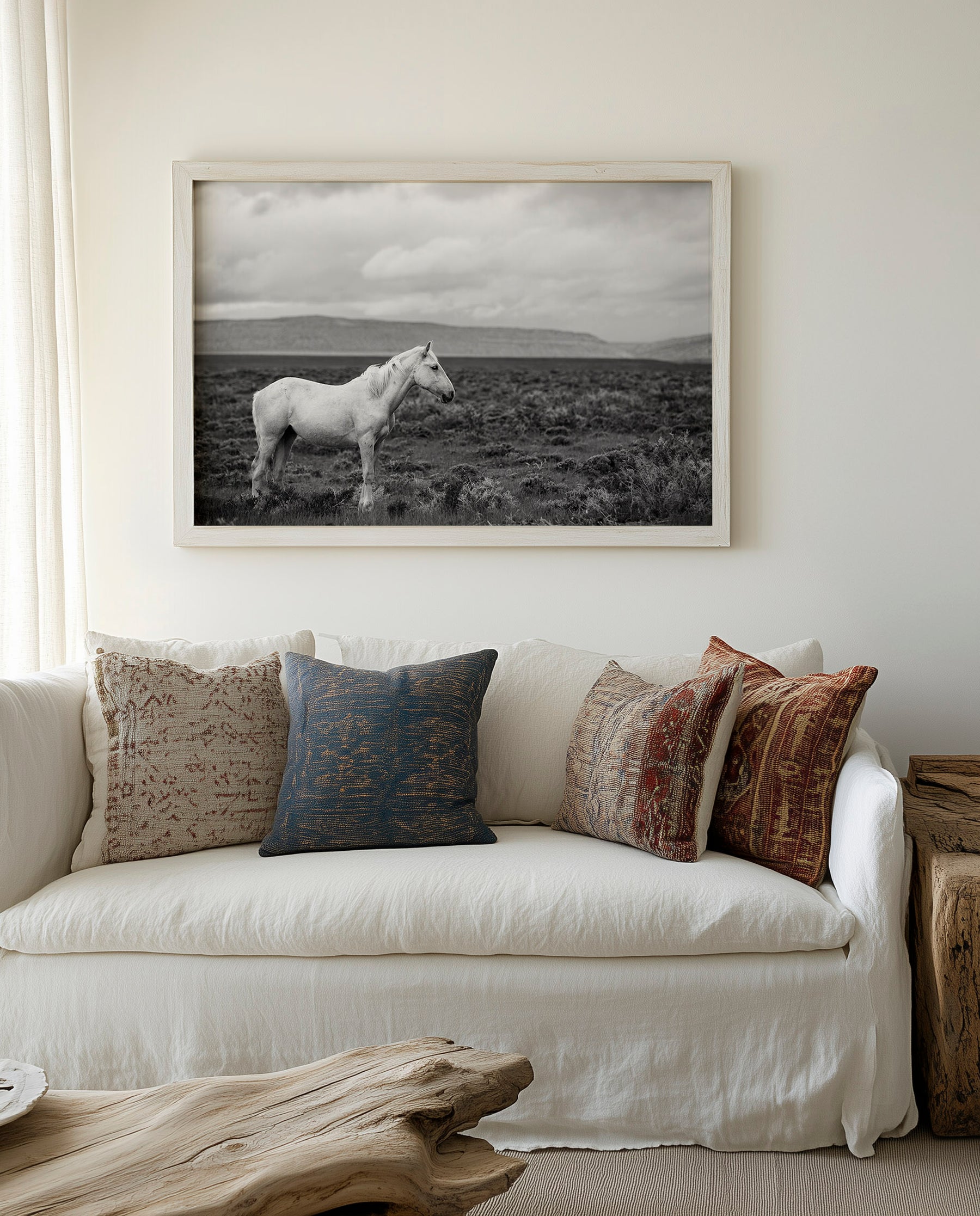 Palomino in Black and White Landscape
