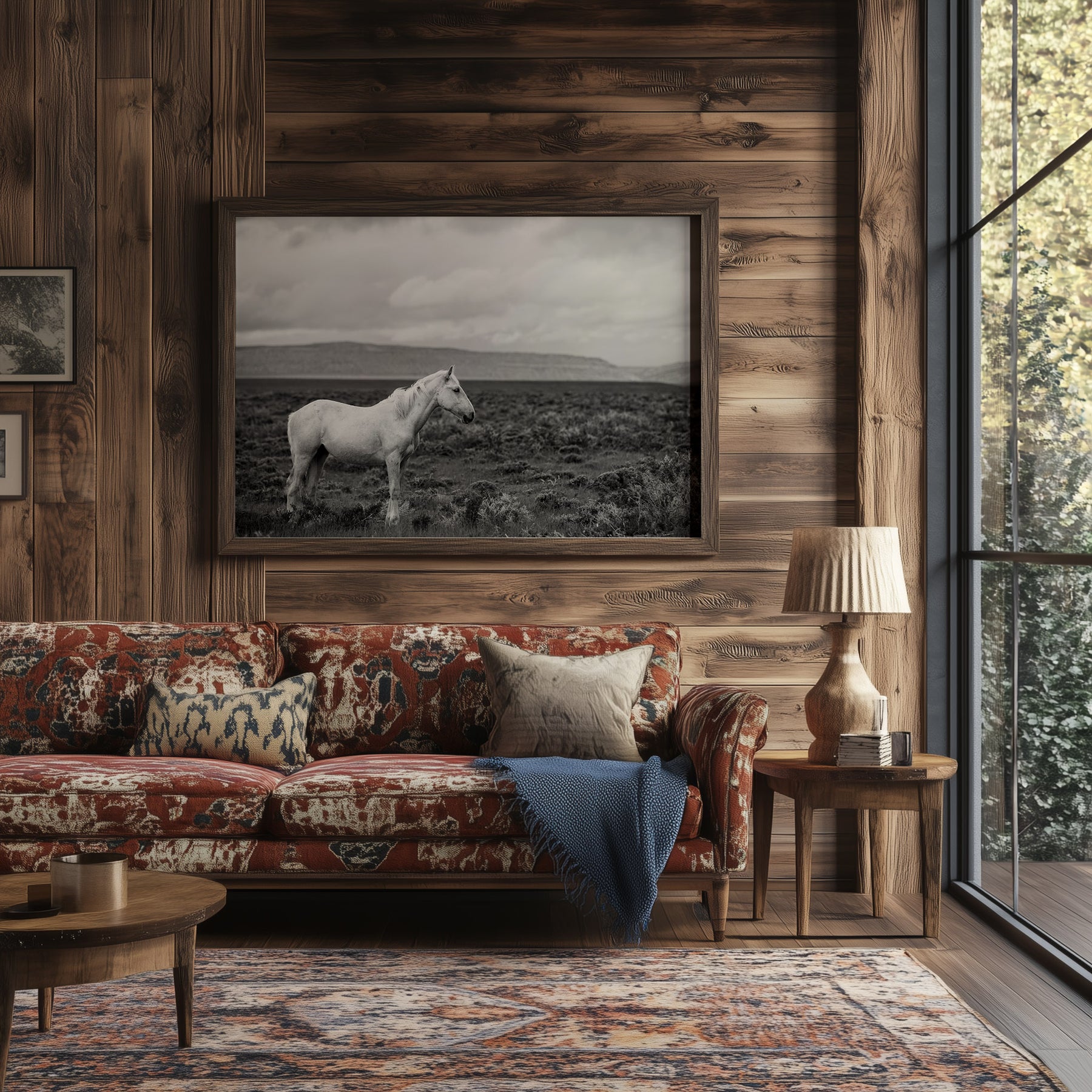 Palomino in Black and White Landscape