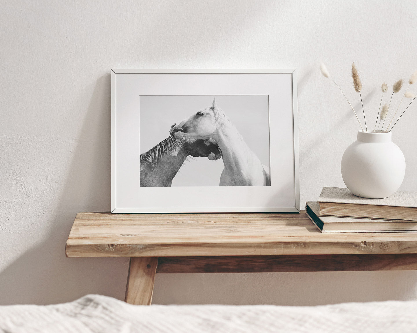Modern White Horse Print
