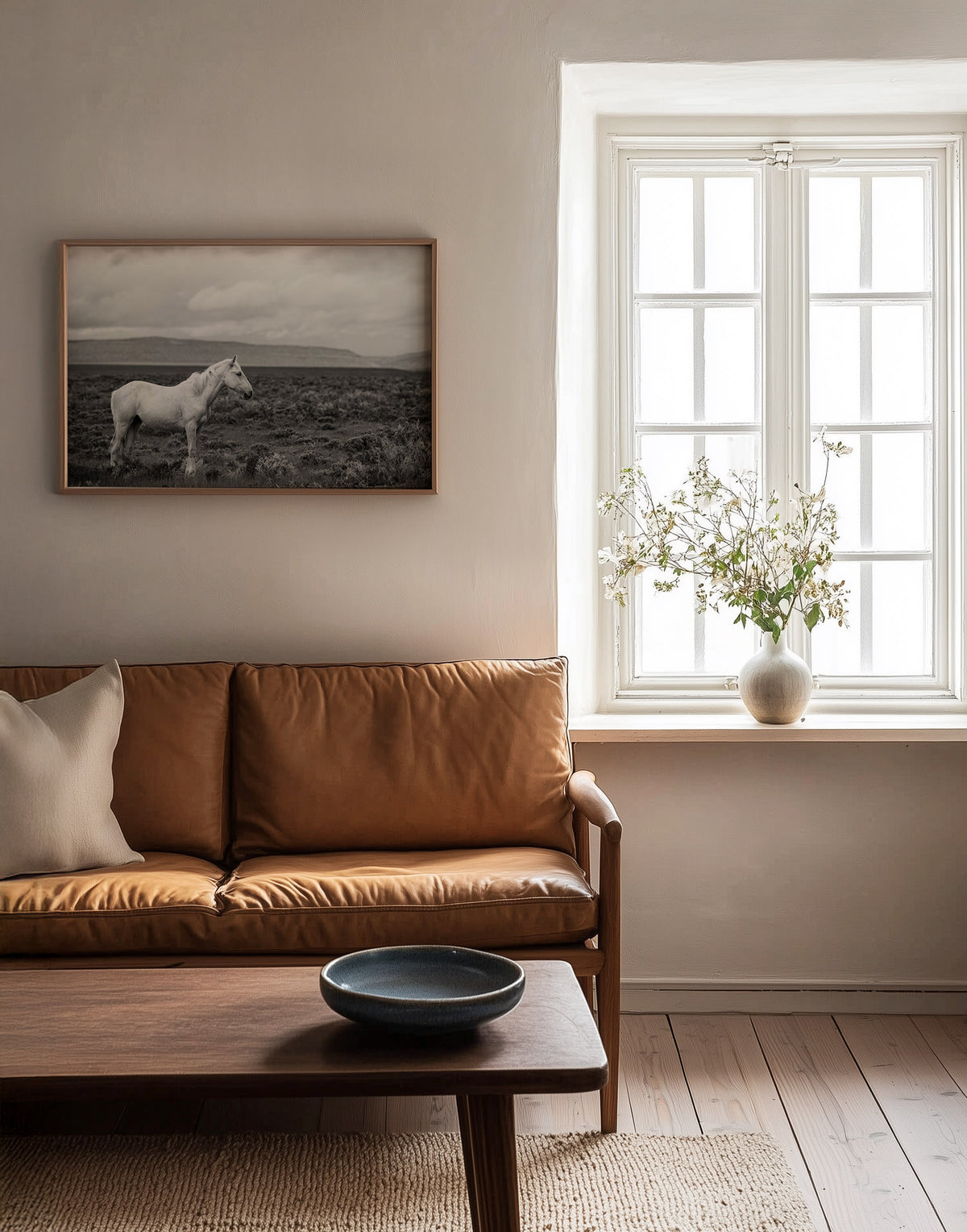 Palomino in Black and White Landscape
