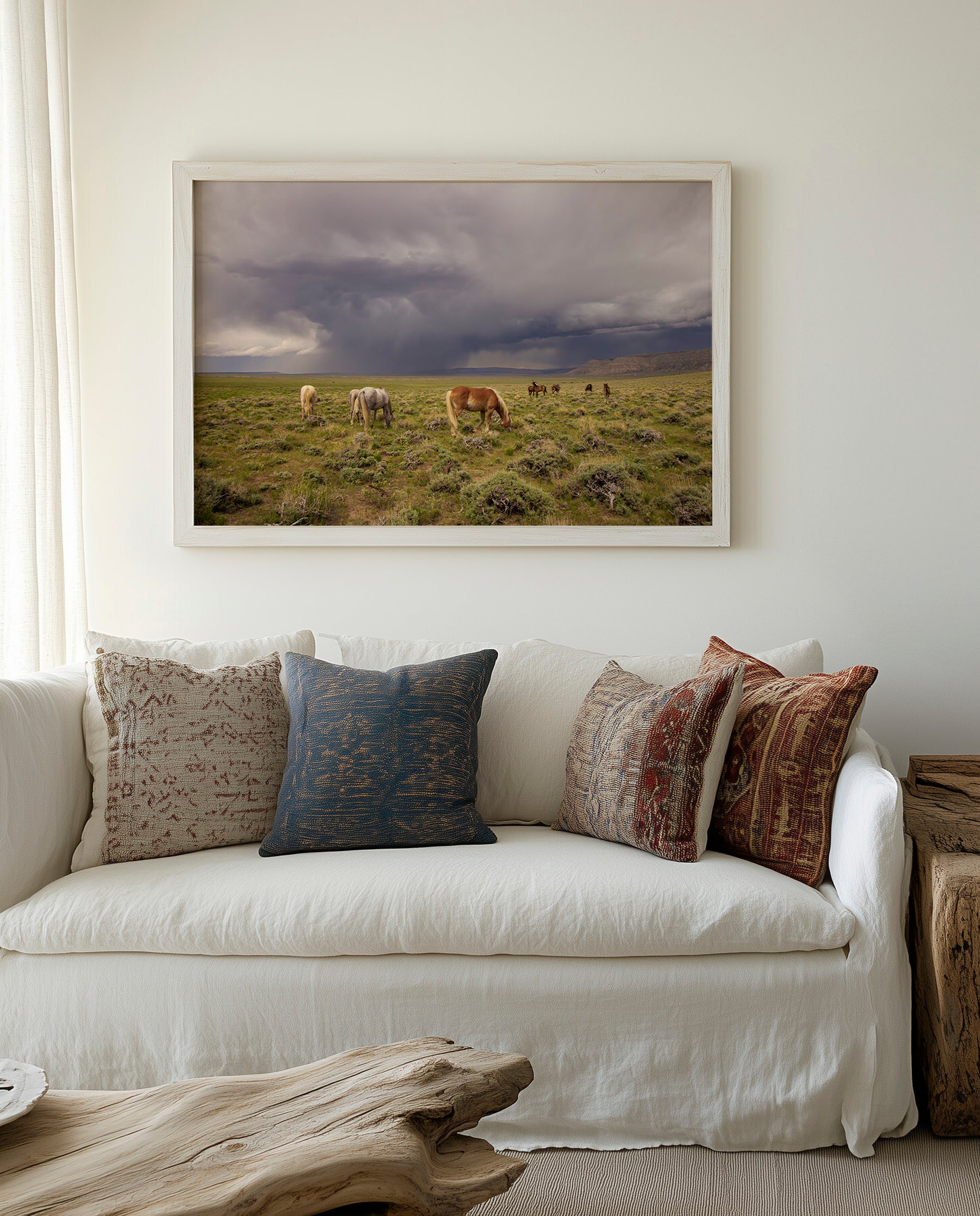 Grazing Before The Storm, Color Wild Horses