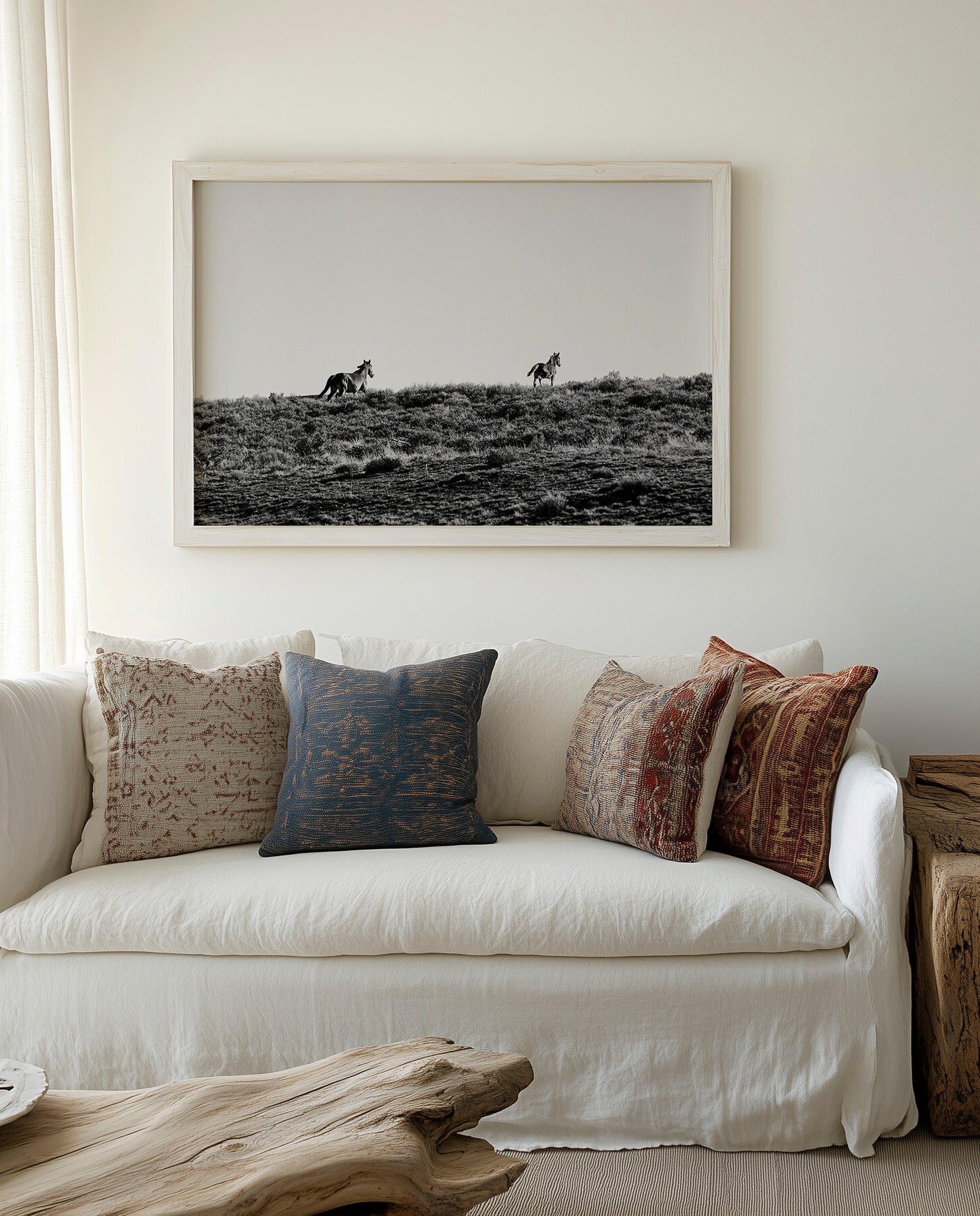 Two Wild Horses in Black and White