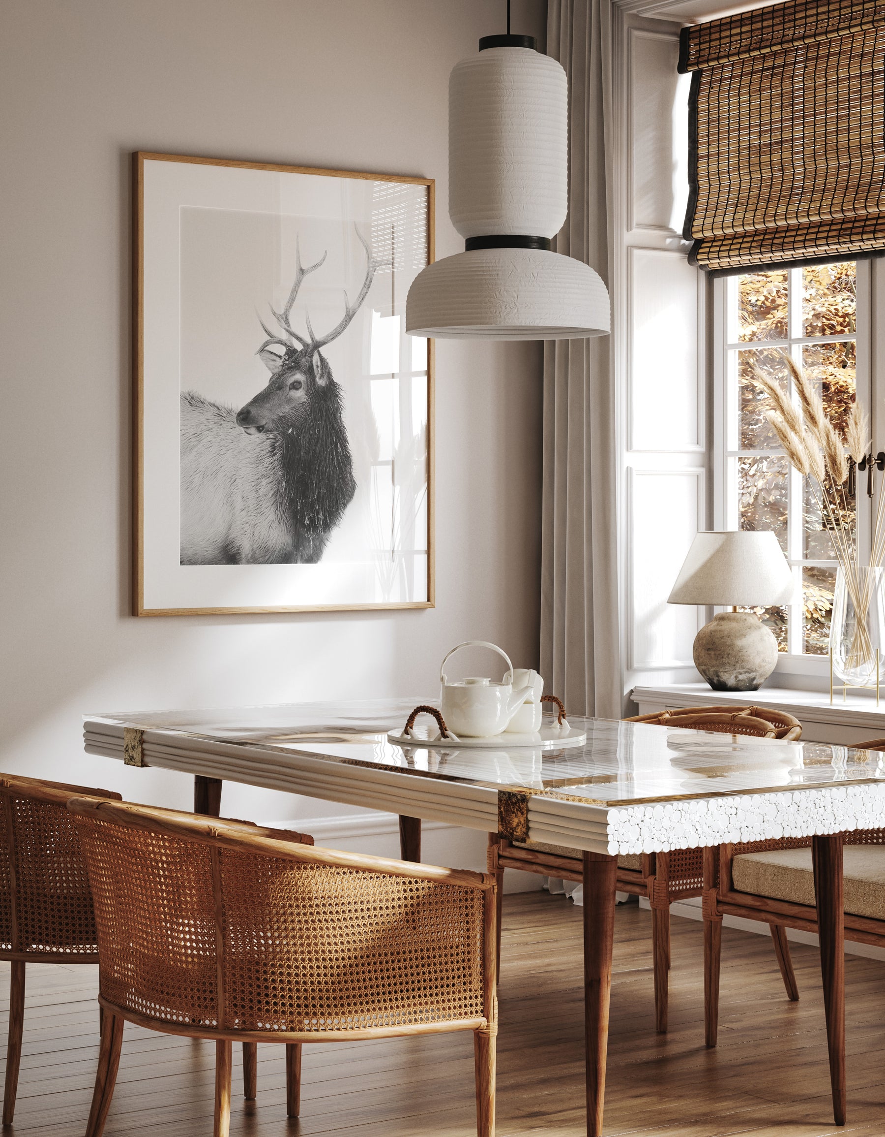 Bull Elk in Black and White